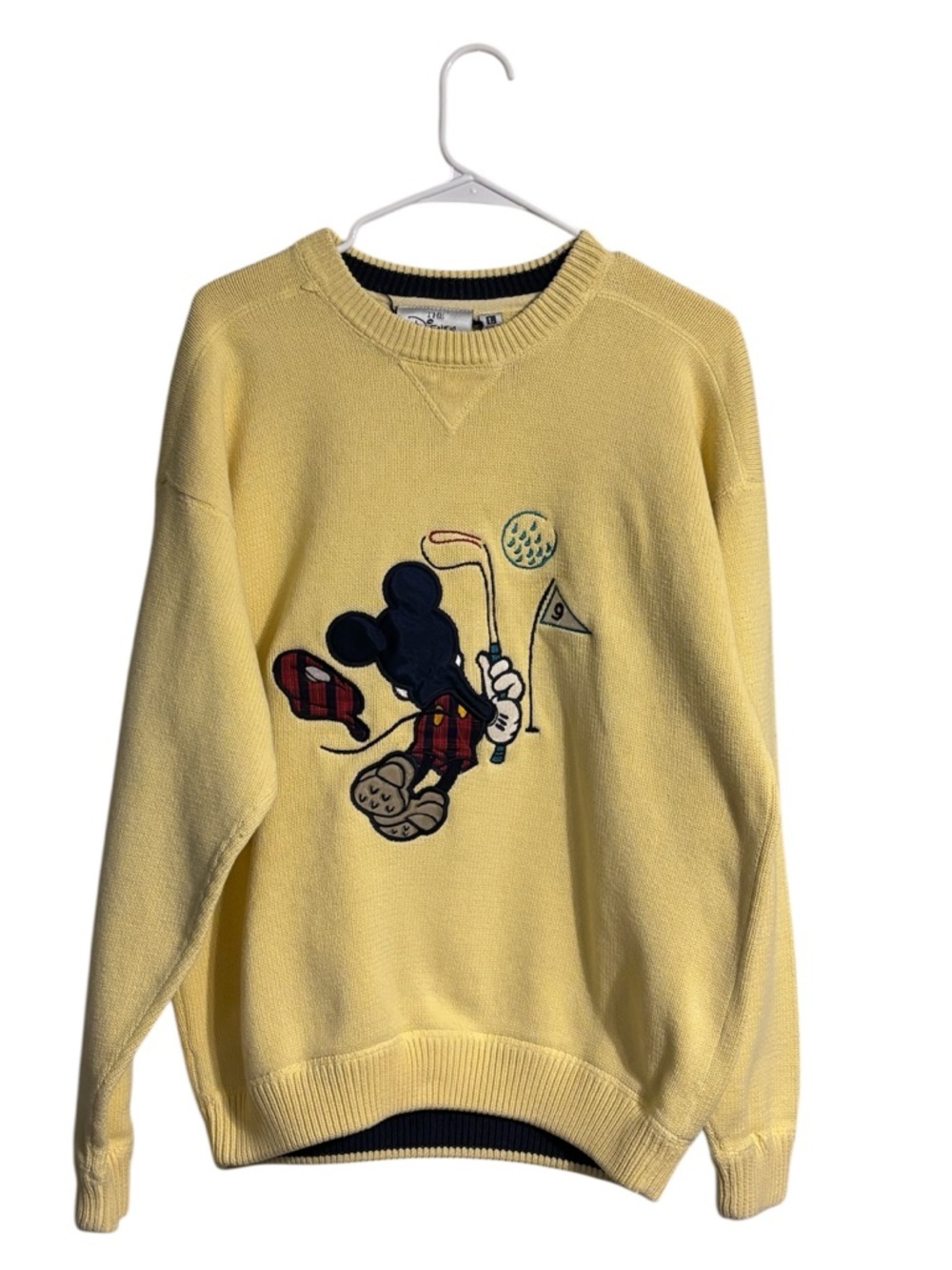 Vintage 90s Disney Store Mickey Mouse Golf Sweater Men’s Large Yellow